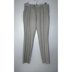 Ted Baker Pants Mens 32R Gray Textured Dress Trousers Slim Fit Made Portugal